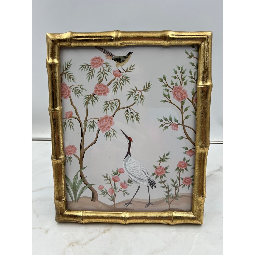 Two's Company Gold Faux Bamboo Picture Frame 8x10 Chinoiserie Hollywood Regency